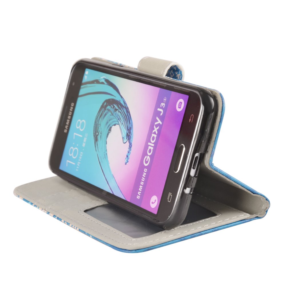 J3 2016 Case, MagicSky Galaxy J3 Wallet Case Folio Flip Premium PU Leather Case Cover with Card Holder Slot Pockets, Wrist Strap, Magnetic Closure For Samsung Galaxy J3 (2016) SM-J320 5.0\