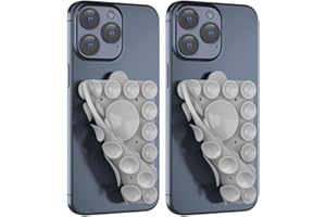 CMZZ Silicone Suction Mount, Silicon Adhesive Phone Accessory for iPhone and Android, Hands-Free Mirror Shower Phone Holder, TikTok Videos and Selfies (Light Gray 2Pack, Double Sided)