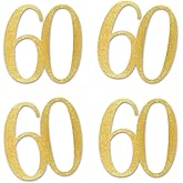 Gold Glitter 60 Cut-Out Numbers, 60th Birthday Party Anniversary Decorations DIY Essentials