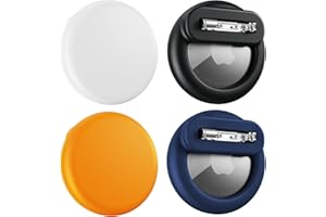 BINGCOK Air Tags-4 Pack Apple Kids Hidden Case, Airtag Tracker for Kids, AirTag Hidden Kids Holder with Invisible Pin, Anti Lost, for Kids, Elderly, Luggage, Clothing (Black Navyblue Orange White)