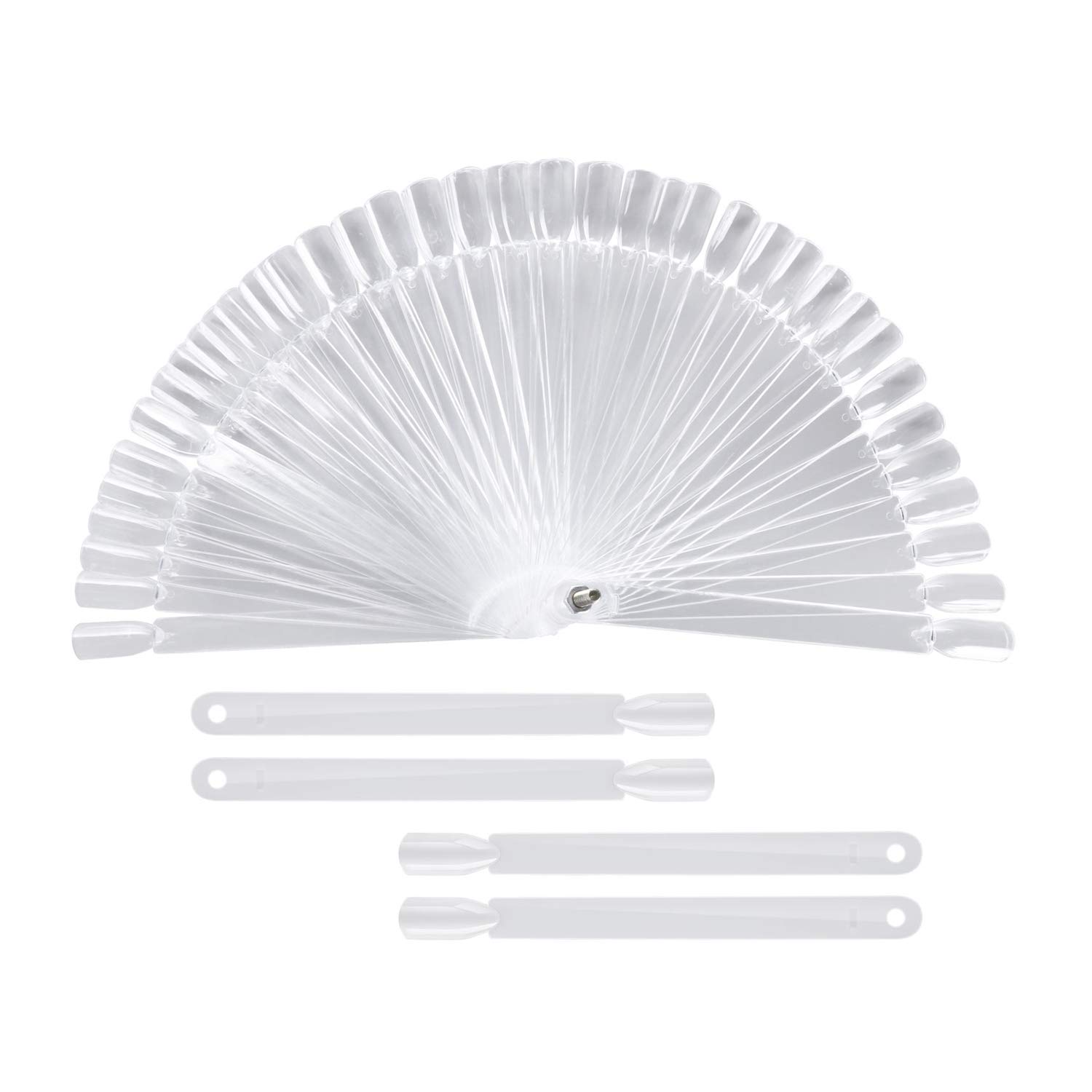 Photo 1 of 200 Pieces Clear Square Nail Tips Color Display Swatches With Metal Screw Holder Fan Shaped Plastic Sample Stick