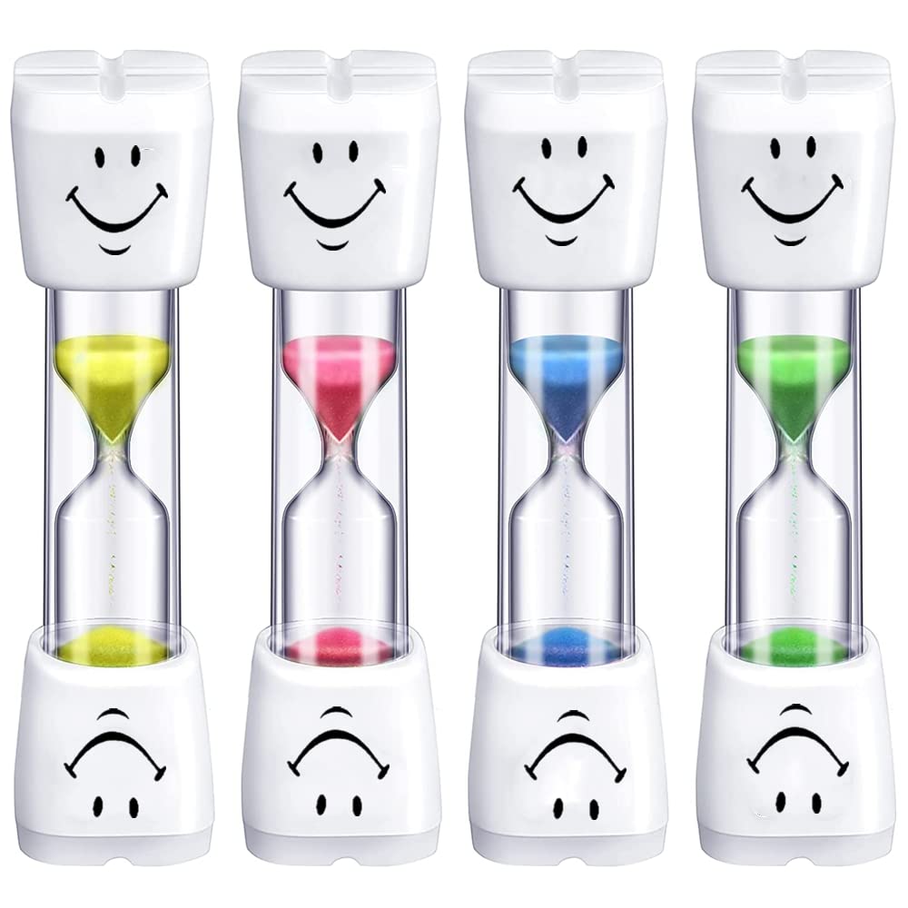 Sand Timers for Kids - 4Pcs 3 Minute Timer for Teeth - Toothbrush Timer for Kids/Classroom Game/Home Office/Kitchen Accessories - Teeth Brushing Timer's for Kid