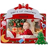 MAXORA Baby's First Christmas Photo Ornament 2025 - Personalized Red Picture Frame Christmas Ornament - Custom Gifts for Grandbabies - Babies 1st Holiday Keepsake