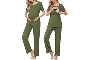 Ekouaer Postpartum Pajama Nursing Pajamas Maternity Outfit Breastfeeding PJS Nursing Pajama
