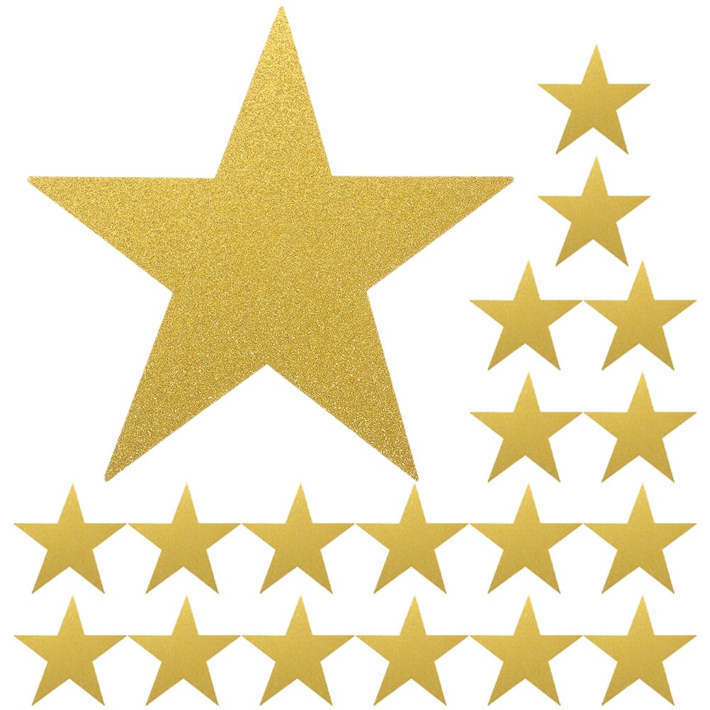 MAGICLULU Pentagram Paper Cutouts 6 Inch Gold Star Decorations 20 Pieces for Kids Diy Crafts Classroom Wall Art and Scrapbooking