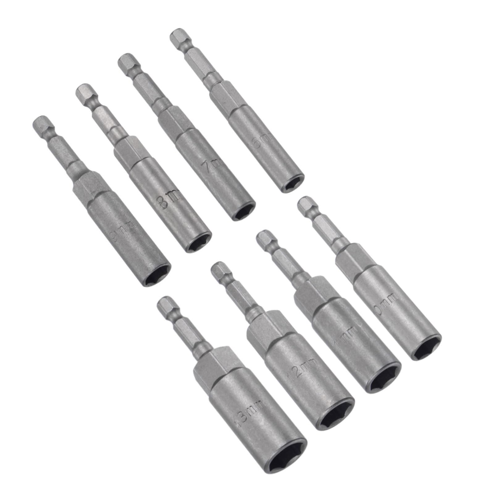 CoCud Quick-Change Nut Setter Driver Bit, 6-13mm Metric 80mm Length 1/4" Shank, CR-V No-Magnetic Straight Shank Setter Drill Bits - (Applications: for Auto Repair) - 8pieces