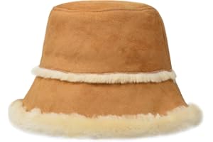 Harssidanzar Mens and Womens Winter Shearling Bucket Hat Lambskin Leather Warm Fisherman Cap CU608US