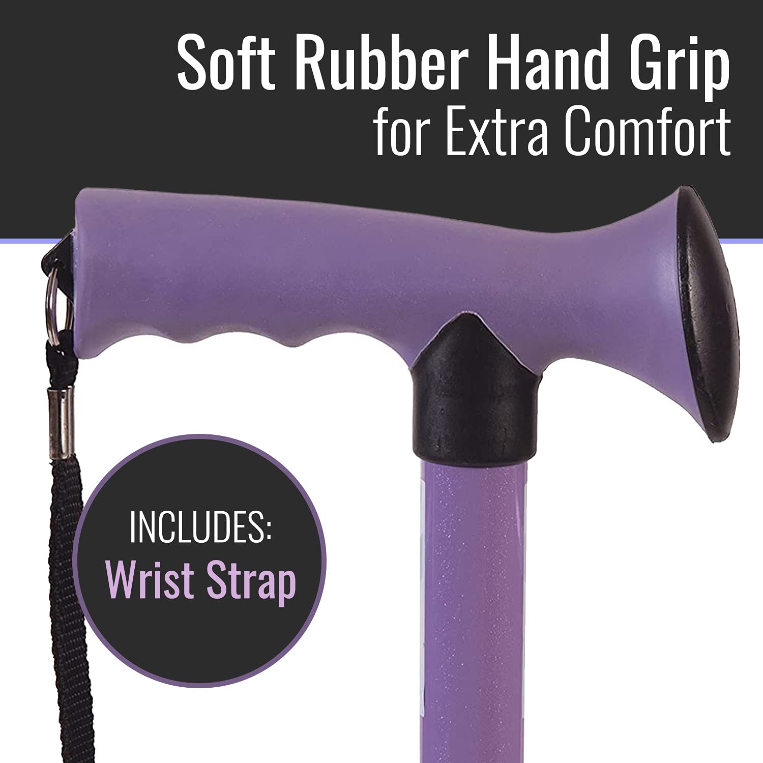 HealthSmart Folding Walking Stick, Soft Comfort Grip Collapsible Walking Stick, Adjustable Folding Walking Cane, FSA HSA Eligible, Lavender