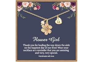 IEFLIFE Flower Girl Gifts, 14K Gold Plated Heart Initial Necklace Flower Girl Proposal Dainty Flower Girl Letter Necklace Wedding Gifts for Girls