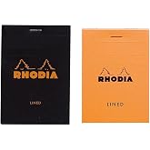 RHODIA # 12 Notepad 3-3/8 x 4-3/4 Lined ORANGE and Black, Pack of 2