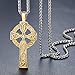 Aoiy Men's Stainless Steel Large Celtic Cross Iris Knot Pendant Necklace, 24