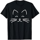 cute Distressed smiling Cat face, kitten whiskers mom, dad T-Shirt