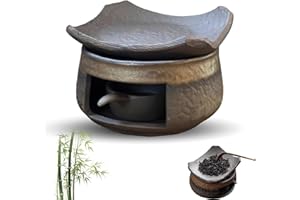 Ceramic Tea Stove Warmer Set, Cedar and Zen Aromatherapy Burner, Handmade Ceramic Candle Wax Melts Warmer with Tealight Holde