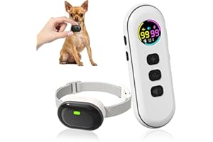 CHUPOLIK Ultra-Small Anti Bark Collar, Ultra-Light & Thin Dog Training Collar with 1300ft Remote for Small Dogs 5-15lbs, 198-Level Precise Control, Rechargeable, Beige (Not Auto Collar)