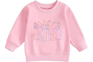 YHHR Princess Sweatshirt for Girls Little Girls Pullover Long Sleeve Shirt Cute Toddler Kids Fall Tops 1-6 Years