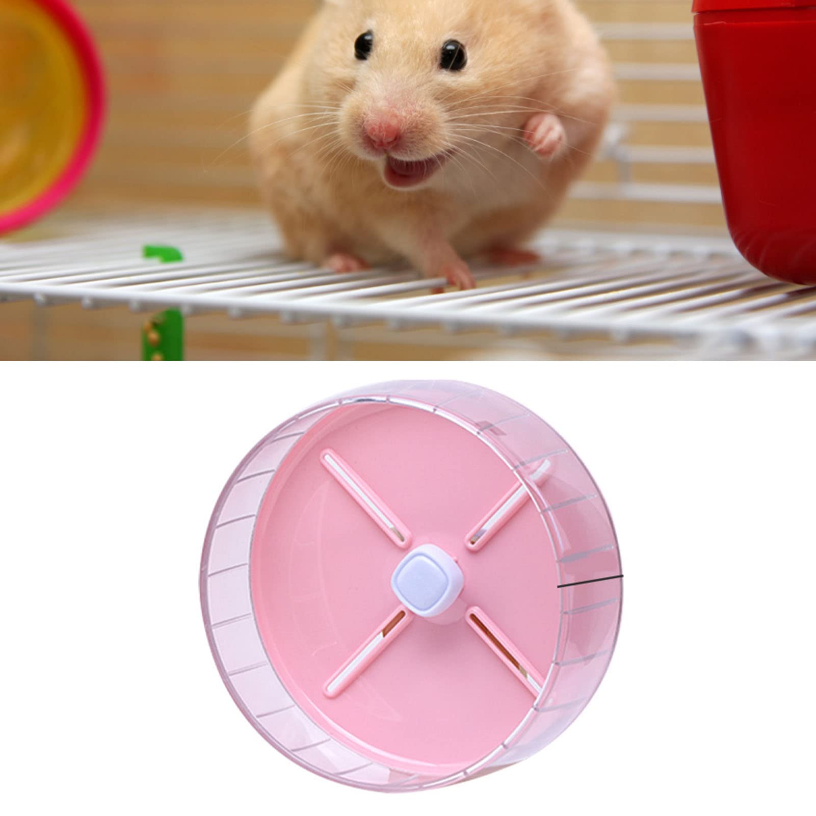 Pet Hamster Running Wheel Toy, Silent Hamster Exercise Wheels Quiet Spinner Hamster Running Wheels, Silent Jogging Exercise Toy Hamster Cage Accessory for Drawf Hamster Golden Silk Shih(Pink 26cm)
