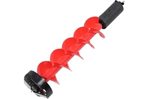 8 Inch Diameter Floatable Ice Auger, Electric Ice Auger Drill Bit, Nylon Construction, Versatile Adapter, Red, 28in Length, C