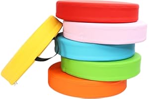 M MUTE TOUCH 6 PCS 16 Inch Round Floor Cushions with Handle, Flexible Seating for Classroom | Waterproof Synthetic Leather Cushions | 16''x16''x3'' Floor Pillow for Home, Daycare, Preschool, Yoga and Meditation