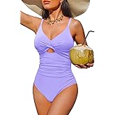 Tempt Me Women One Piece Swimsuit - Tummy Control Bathing Suits Cutout V Neck Twist Front Swimwear