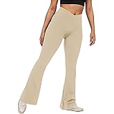 viehunt Womens Crossover Flare Leggings High Waisted Casual Cute Stretchy Full Length Workout Elegant Yoga Pants…