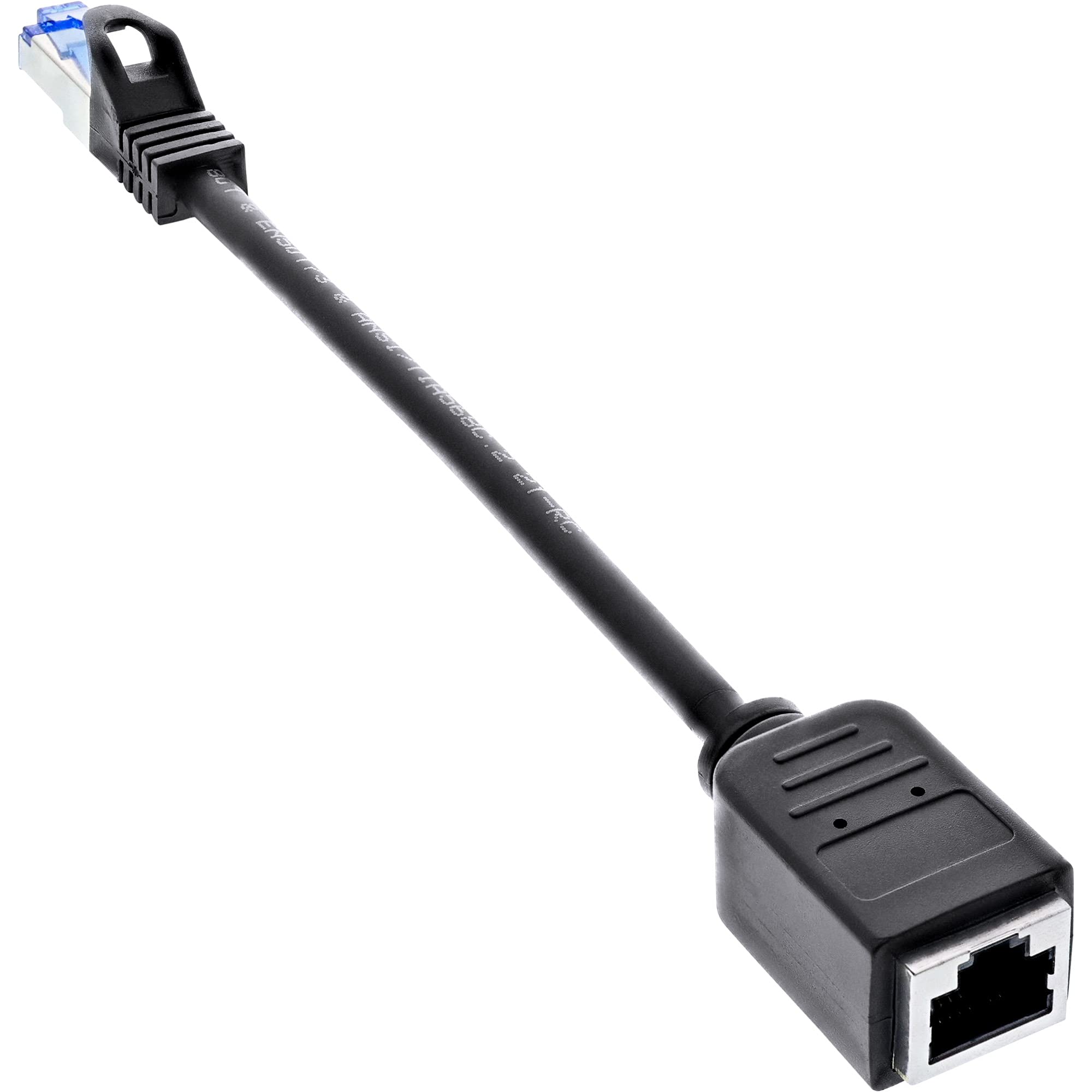 InLine® RJ45 S/FTP Extension Cable (PiMf), Cat.6A, Halogen Free, Copper, Black, 0.2 m
