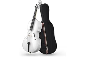EPOFIT Full Size Cello Kit, Acoustic Cello Instrument for Adults,Students,Beginners,Complete Cello 4/4 Set with Portable Bag, Bow, Rosin, White Color