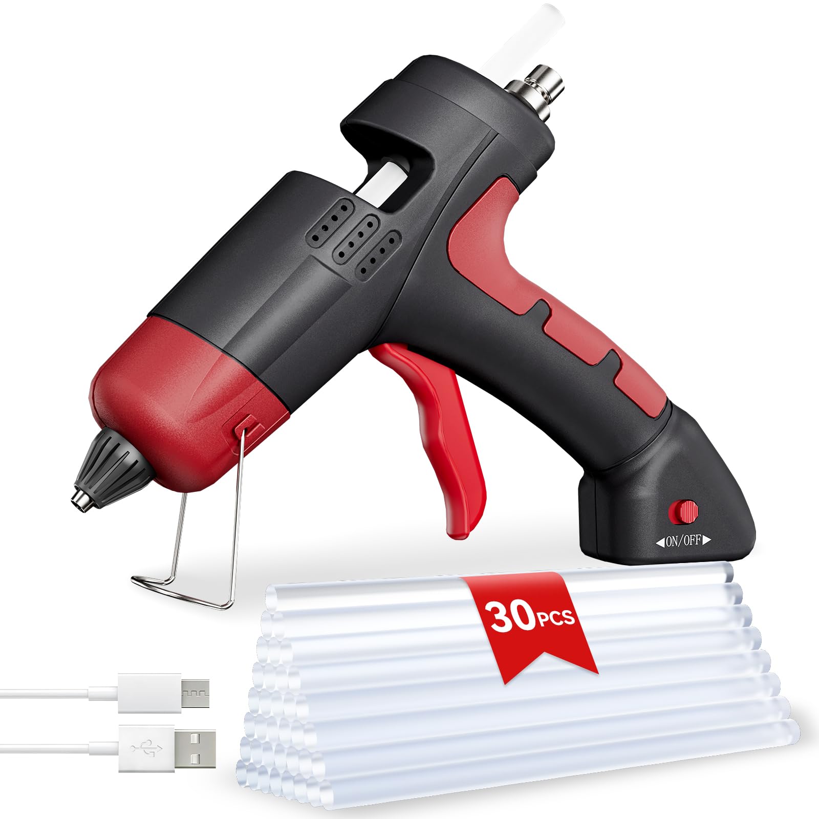 Photo 1 of Cordless Hot Glue Gun Kit, 90s Fast Heating, Mini glue gun and sticks set with 2600mAh Type-C Rechargeable,30 Glue Sticks,Classroom Must Haves, Crafting Supplies, Ideal for DIY Crafts, Home Repairs