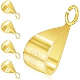 5PCS Sterling Silver Pendant Clasp for Necklace S925 Pinch Bails for Jewelry Making Pendant Slider Connectors with Open Loop Necklace Dangle Clip Bracelets Clasps DIY Charm Link Buckle (Gold)