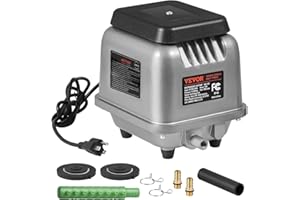 VEVOR Linear Air Pump, 109L/Min Air Flow Septic Aerator Pump, Oil-Free & Quiet Aeration System, for 1/2 Acre 10 FT Deep Ponds, Water Gardens, Waste Treatments, Aquarium, Seafood Restaurants, Fish Farm
