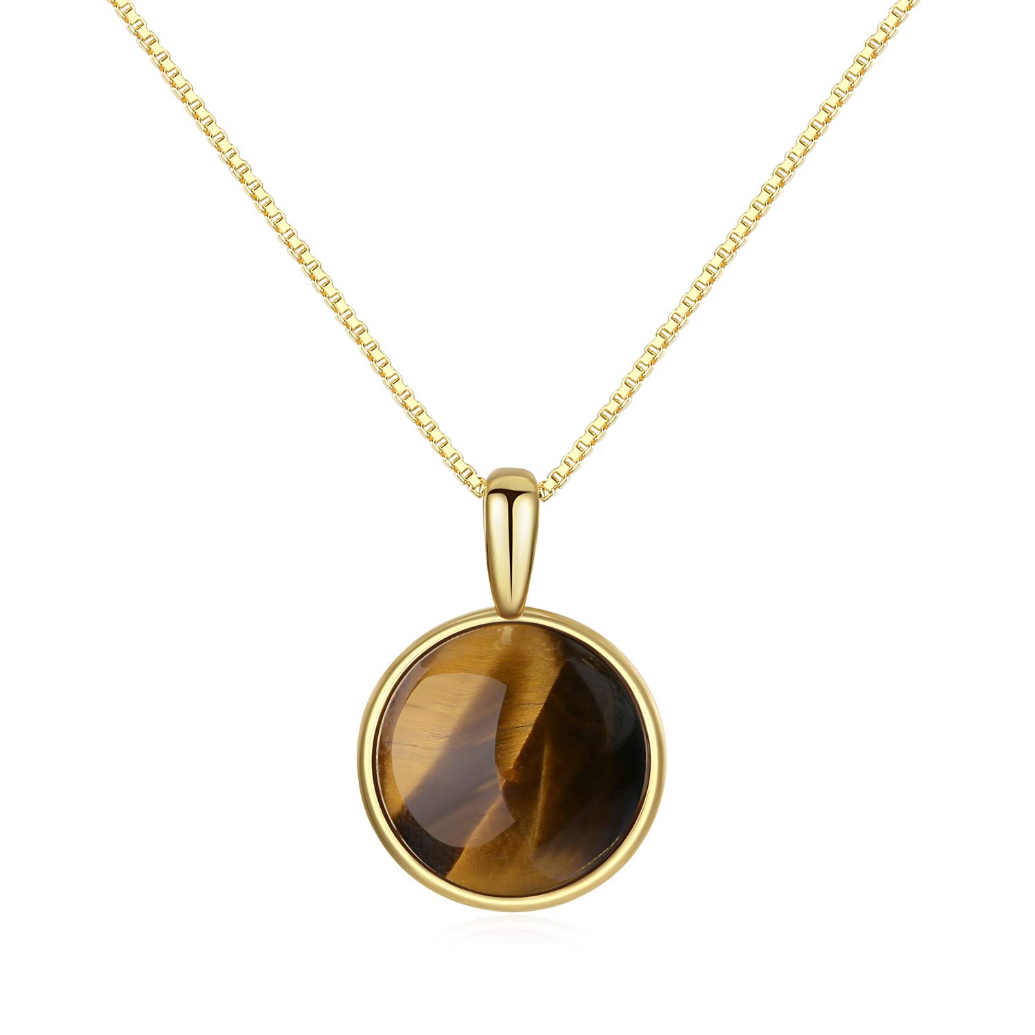 COAI Gold Plated 925 Sterling Silver Crystal Necklace for Women, Tiger Eye Necklace — image 1