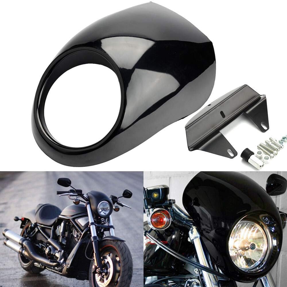 YTGOOD Motorcycle Headlight Mask Headlight Fairing Front Cowl Fork Mount Motorcycle Accessories Bright black