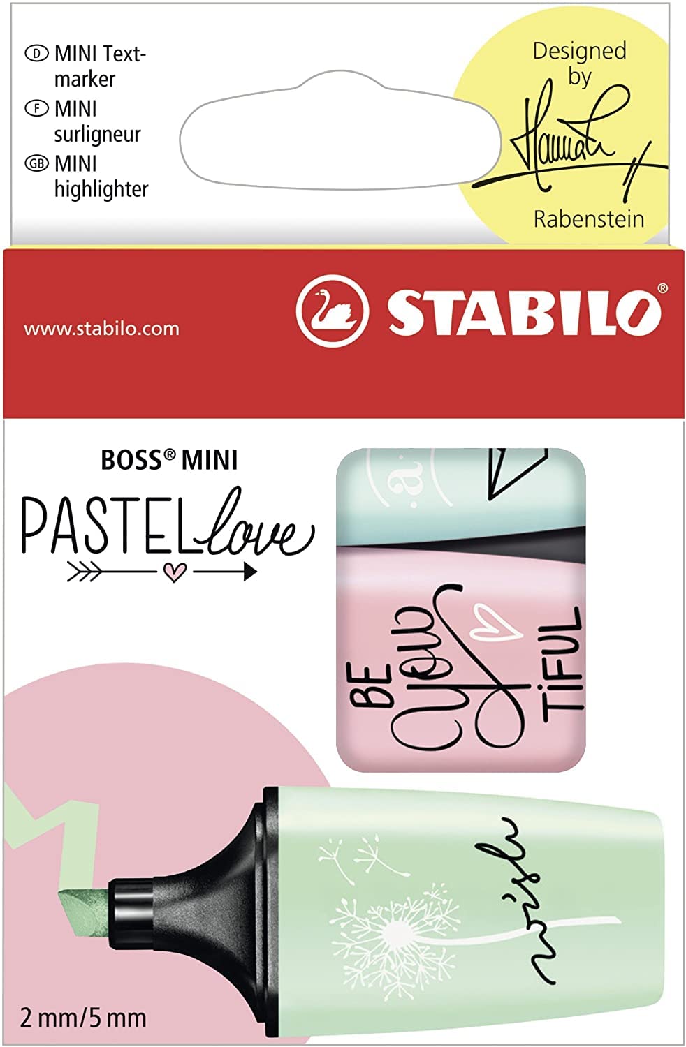 STABILO -Highlighter - BOSS MINI Pastellove Wallet of 3 Assorted Colors