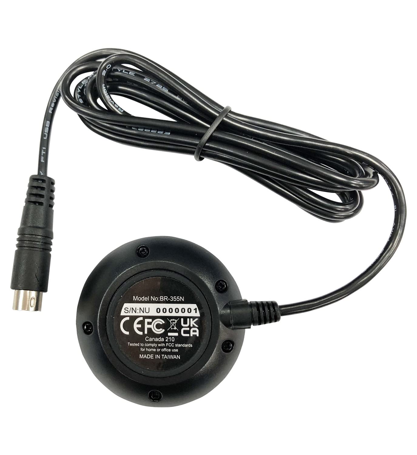 GlobalSat BR-355N Serial GPS Receiver (Black), Made in Taiwan