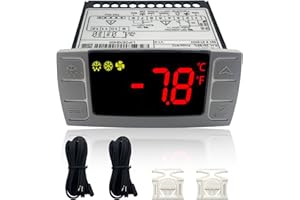 CHAOHAI XR06CX-4N1F1 Temperature Controller with NTC Temperature Sensor Probe Compatible with Dixell XR06CX-4N1F1 Temperature Thermostat Fit for 120V 50-60Hz Commercial Refrigerators/Freezer (with Clasp)