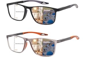 CLASAGA Progressive Multifocal Reading Glasses Photochromic Gray Sunglasses for Men Sports Style Blue Light Blocking Readers