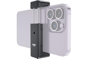 VRIG EXPRESS UURIG Metal Phone Tripod Mount,Phone Mount w 2 Cold Shoes & 2 1/4" Screw Hole for Tripod,Super Clamp,Ballhead,Compatible with iPhone 14.13.12 Samsung Google Pixel,for Vlog Live Streaming Photography