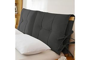 CAMZ Thicken Bed Headboard Cover, Japanese Linen Bed Headboard Cushion for Full Queen King Anti-Collision Dustproof Protector Padding Cover (Dark Gray,59x31.5x4in)