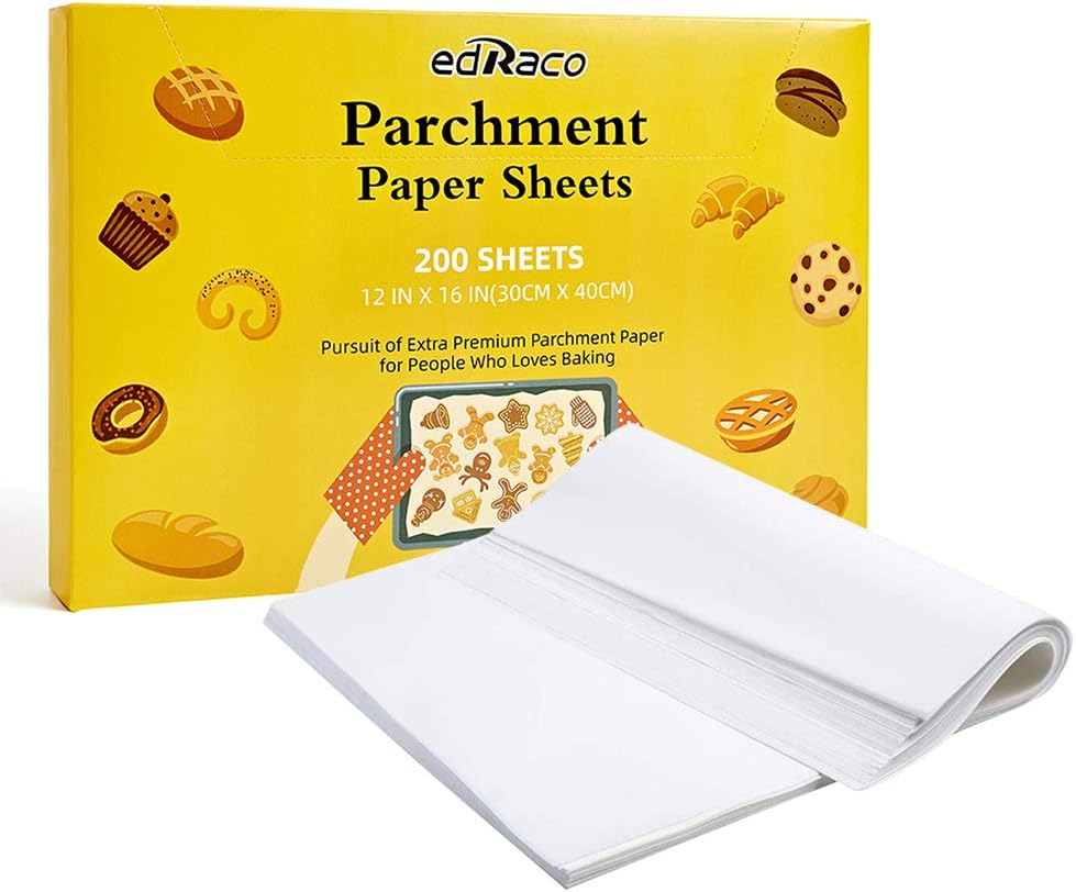 200Pcs Precut Parchment Paper Sheets for Baking, 12 x 16 Inch Fit for Baking Sheet, Non-Stick Parchment Paper for Baking, Cooking, Grilling, Air Fryer and Steaming