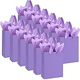 Ethhqu 12-Pack Small Purple Gift Bags with Handles - Includes 24 Tissue Papers, 6.3x4.7x2.4 Inches Mini Gift Card Bag for Birthday Party, Baby Shower, Wedding, Holiday