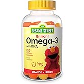 Sesame Street Omega 3 Gummies for Kids, 50 mg of Omega-3 per Gummy, 4 Month Supply, No Fishy Aftertaste, Shellfish Free Supplement, Brain & Eye Support, 120 Gummies