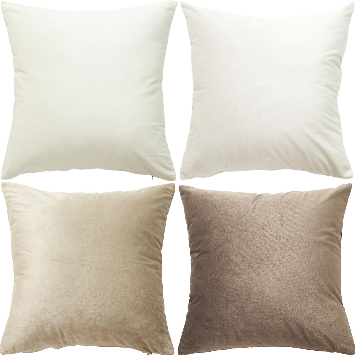 GONOVE Cushion Covers 40cm x 40cm Soft Velvet Colorful Plain Pillowcase Set of 4 Square Decorative Throw Pillow Cover for Home Sofa Bed Chair, Neutral Series โ image 1