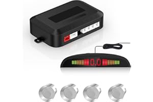 Car Reverse Backup Sensor – Universal Parking Sensors for Car with 4 Rear Sensors, LED Distance Display & Beep Alert – Backup