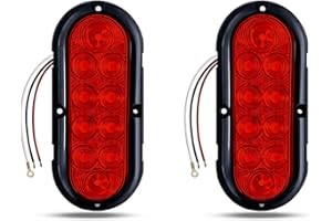CZJCGD 6 Inch Oval Red LED Trailer Tail Brake Lights Kit 2PCS, 10 LED Stop Turn Tail Lights, IP67 Waterproof Surface Mount for RV Truck Boat, DOT Certified