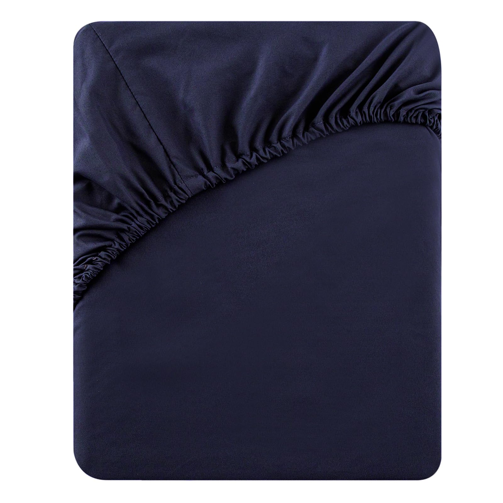 Soifox King Size Fitted Sheet Navy Blue - Bed Sheets with Extra Deep Pocket 16 inch (40 cm), Soft Microfiber Bottom Sheet for Kingsize Bed, 150x200cm