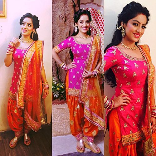 krisha creations women's silk salwar suit (kcn84,pink,free size)