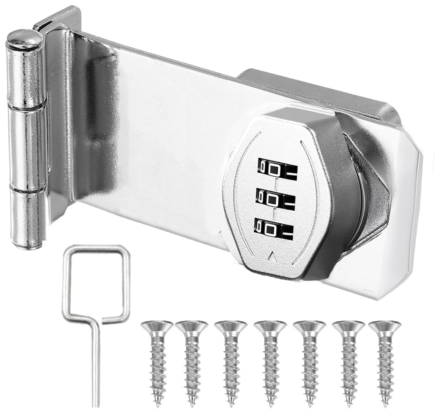 Litensh Security Cabinet Password Hasp Locks Latch, Stainless Steel Keyless Rotary Password Door Latch Lock for Gate Barn Door Garden Drawer Cupboard Bathrooms Fences (Silver 90 Degree, 4 Inch)
