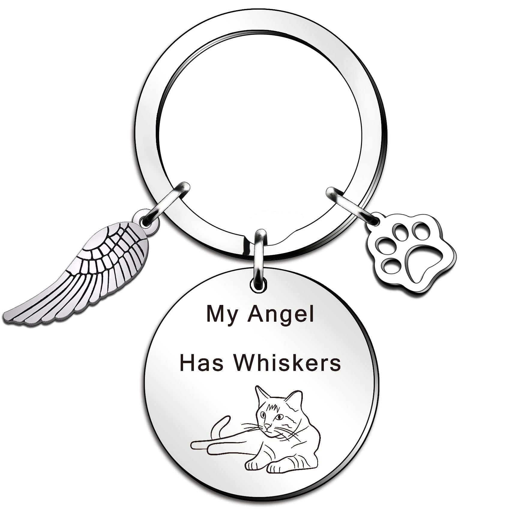 QMVMV Pet Memorial Gifts Sympathy Gift for Cat Lovers in Memory of Cat Keyring Cat Remembrance Gifts Loss of Cat Gift Pet Sympathy Gift for Family Friends Cat Memorial Keyring