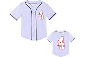 Icibgds Toddler Baseball Jersey Baby Boys 3rd Birthday Shirt Girls 4th Birthday V-Neck Short Sleeve Party Tees