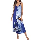 Ekouaer Womens Nightgown Sleeveless Long Night Gown Full Slip Sleep Dress Print Sleepwear Soft Lounge Dress