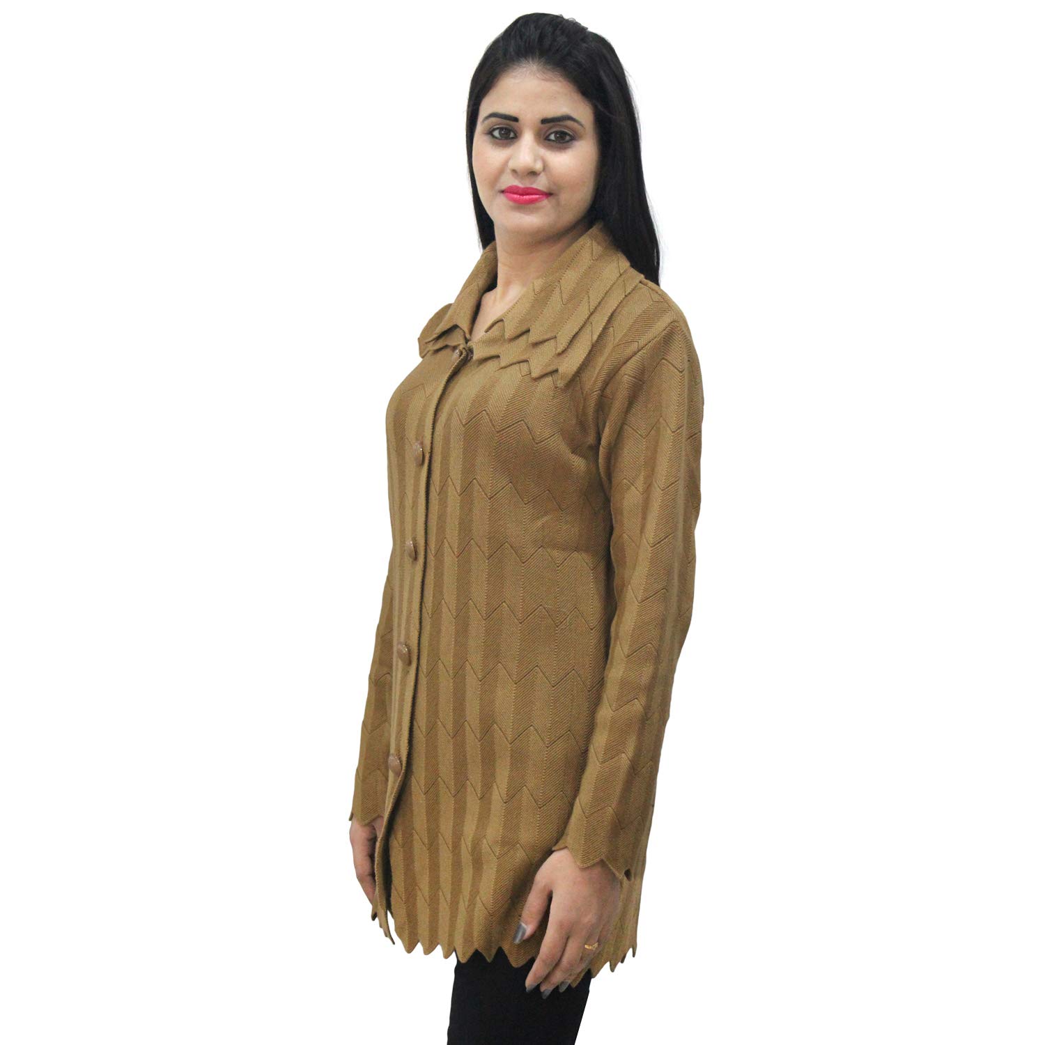 matelco womens woollen long cardigan with collars